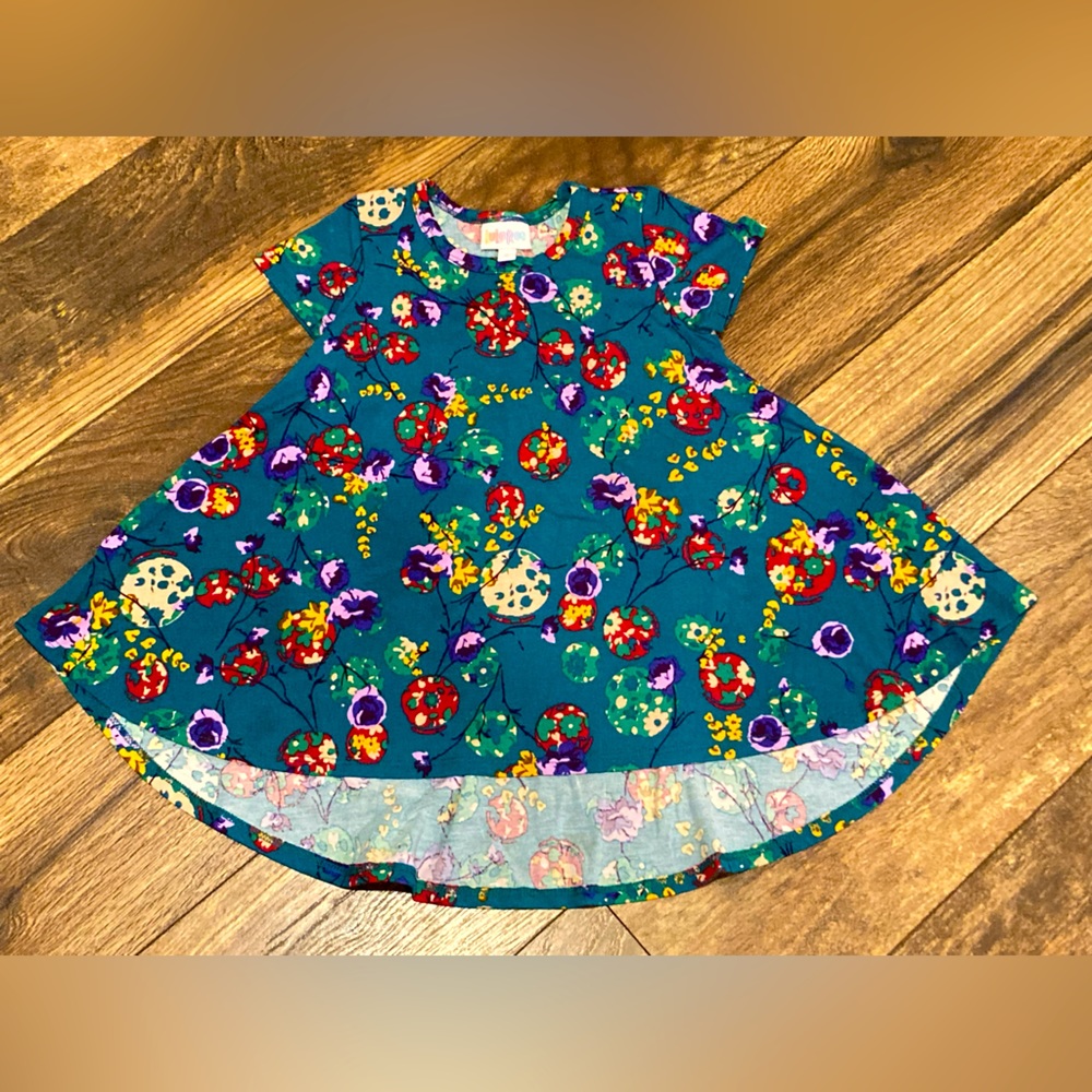 LulaRoe toddler girl size 2 floral print short sleeve elastic waist dress